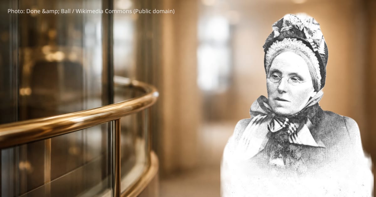 Isabella Banks — Close-up motion shot of a curved polished brass handrail and glass partition on the left with streaked reflections, and a smooth, soft warm bokeh area on the right kept clear for a portrait overlay.